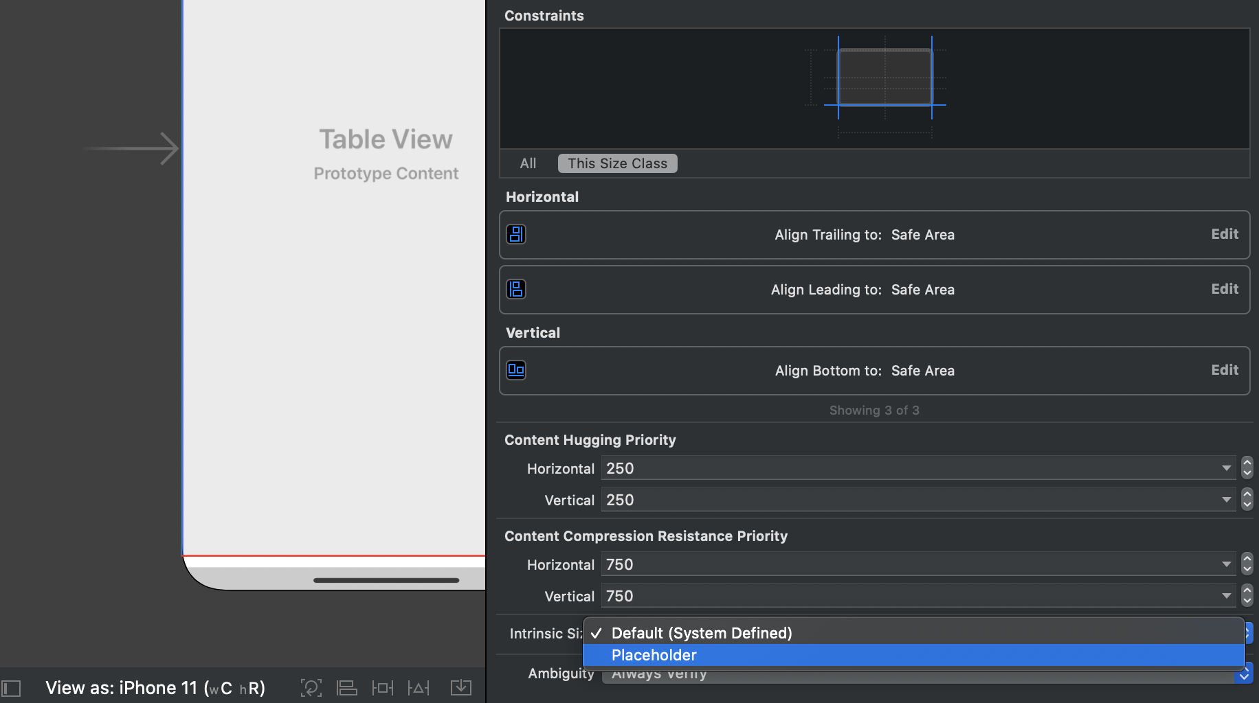 Use placeholder to get rid of XCode error